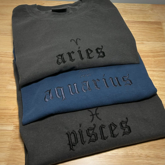 Zodiac Sign Embroidered Shirt