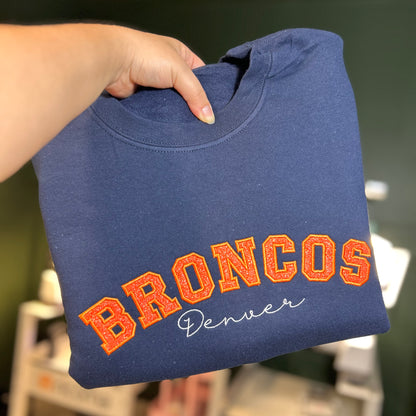 Broncos Embroidered Crewneck