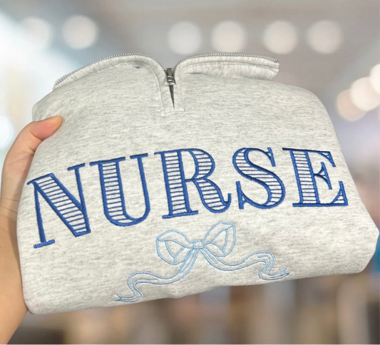 Nurse Bow Embroidered Sweater