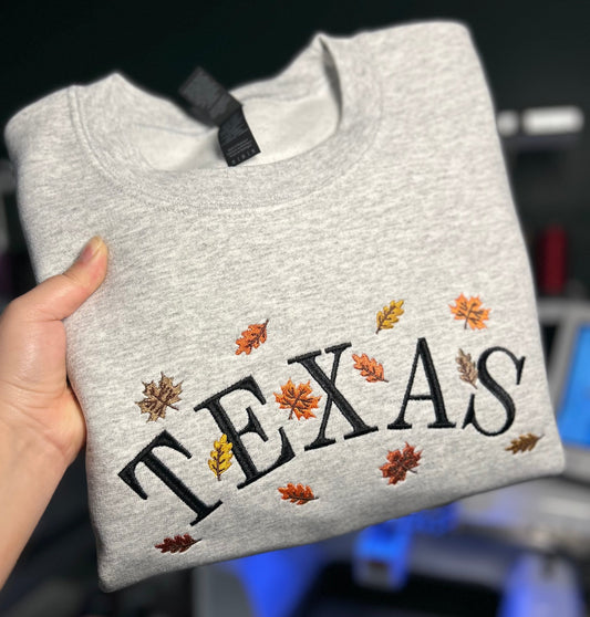 Texas Fall Leaves Crewneck