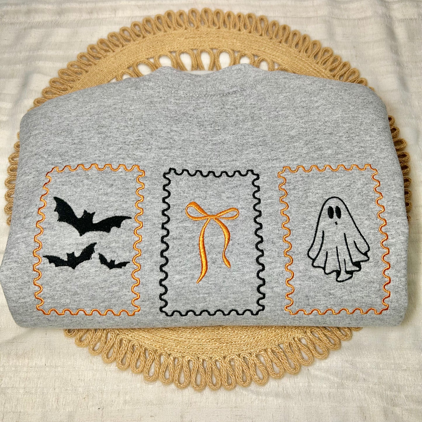 Halloween Stamps Embroidered Crewneck