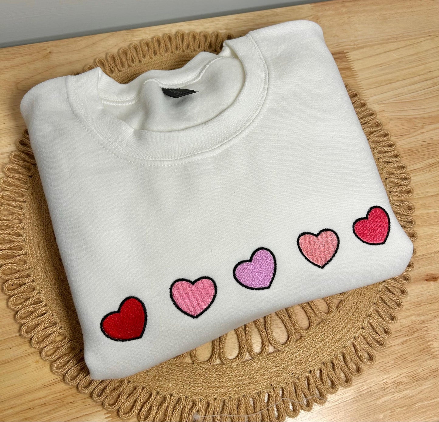 Embroidered Hearts Crewneck